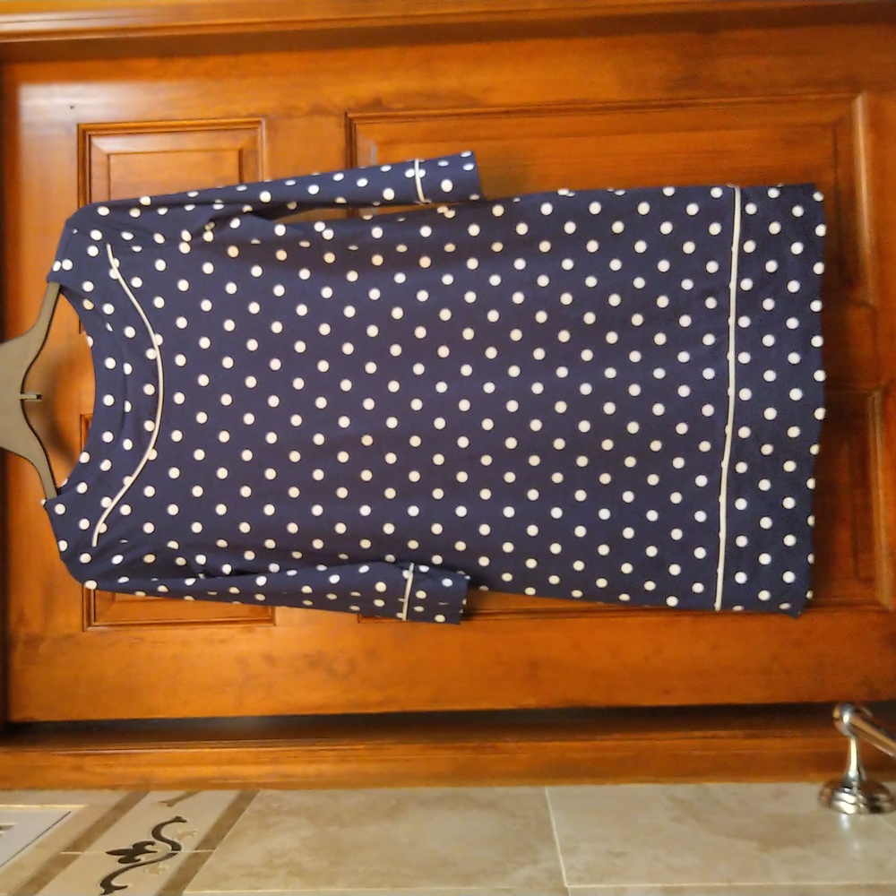 Lands' End Navy polka-dot coverup dress